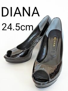 DIANA 　24.5cm　オープントゥパンプス　パンプス　ブラック