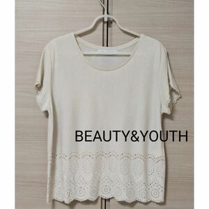 ビューティーアンドユースユナイテッドアローズ　BEAUTY&YOUTH　半袖シャツ　ベージュ　