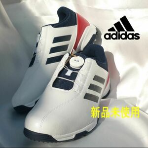 定価16500円★27.5cmアディダスボアダイヤルゴルフシューズ/スパイクEE920０/白紺赤adidas