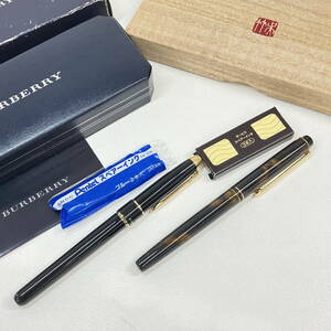 2403012-007 BURBERRY バーバリー 万年筆 箱・替えインク付/呉竹 くれ竹 万年毛筆 桐箱入 計2点