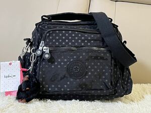 KIPLING キプリング 新品 2WAY ショルダーパック 手提げバッグ 黒のドット柄