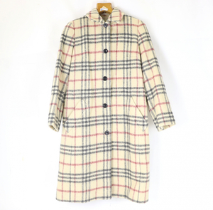 Burberry バーバリー ロングコート ノバチェック サイズ38 チェック ホワイトカラー 冬物 防寒具 防寒着 上着 羽織 ジャケット 010JIBIA74