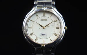 【稼働品】SEIKO DOLCE KINETIC 4M61-0A40 セイコー オートクオーツ メンズ腕時計 自動巻き シルバーカラー ファッション 005IFEIB43