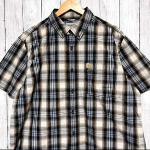 カーハート Carhartt 半袖シャツ チェックシャツ ワークシャツ メンズ ワンポイント XLサイズ 3‐331の画像1