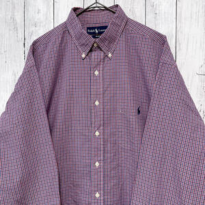 ラルフローレン Ralph Lauren BLAKE チェックシャツ 長袖シャツ メンズ ワンポイント コットン100% XLサイズ 5‐405