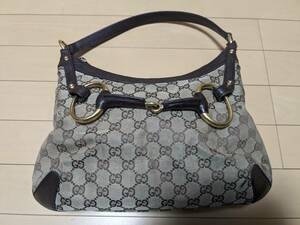 GUCCI グッチ GGキャンバス レザー ホースビット ショルダーバッグ ワンショルダー ハンドバッグ ブラウン 中古