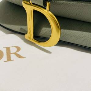 中古◎保存箱 保存袋付 Christian Dior ディオール サドルバッグ CD ロゴ ブルーグレー ミニ ハンドバッグ レザーの画像3