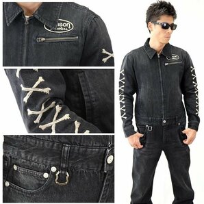 VANSON LEATHERS 【定価\19800+税】 デニムオールインワン NVAO-802 BLACK サイズ XXLの画像3