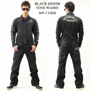 VANSON LEATHERS 【定価\19800+税】 デニムオールインワン NVAO-802 BLACK サイズ XXLの画像2