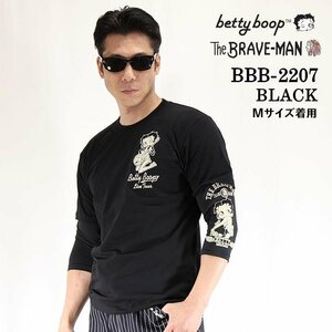 The BRAVE-MAN × BETTY BOOP ベティ ブープ 【定価￥8500＋税】 袖ドライ7分フェイクTEE BBB-2207 BLACK サイズ M