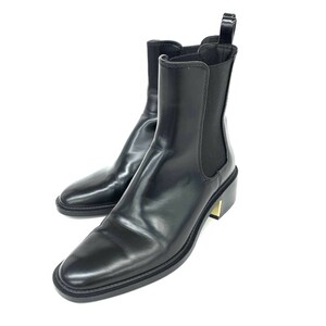 良好◆ZARA ザラ ショートブーツ 37◆ ブラック レザー サイドゴア レディース 靴 シューズ ブーティー boots