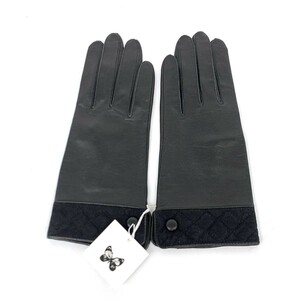 新品同様◆HANAE MORI ハナエモリ 手袋 ◆ ブラック 羊革 レディース glove グローブ 服飾小物