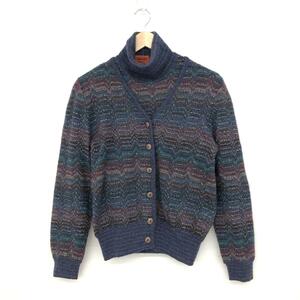 良好◆MISSONI ミッソーニ アンサンブルニット 46◆ マルチカラー モヘヤ混 レディース 長袖カーディガン＆タートルネックニット トップス