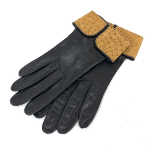 ◆HERMES エルメス 手袋 ◆ ブラック レザー レディース 手袋 glove グローブ 服飾小物