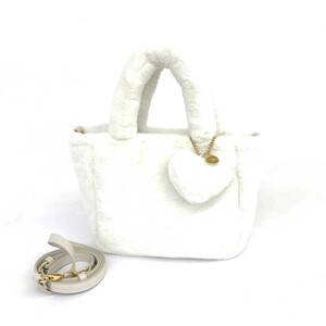 良好◆LOVERARY by FEILER ラブラリーバイフェイラー 2WAYバッグ◆ ホワイト エコファー レディース トート ショルダー bag 鞄