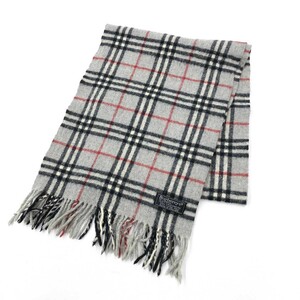 *BURBERRY LONDON Burberry London muffler * серый кашемир 100%noba в клетку унисекс женский мужской аксессуары 