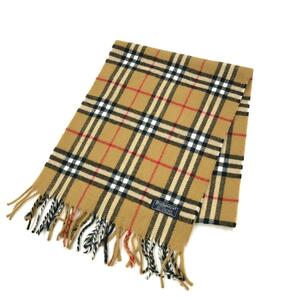 ◆BURBERRY LONDON バーバリーロンドン マフラー◆ ベージュ カシミヤ100％ ノバチェック柄 ユニセックス レディース メンズ 服飾小物