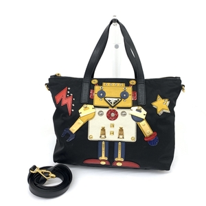 良好◆PRADA プラダ ロボット テスート 2WAYバッグ◆1BG061 ブラック ナイロン レディース 希少品 bag 鞄