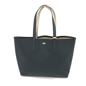 美品◆LACOSTE ラコステ リバーシブルトートバッグ◆ ブラック/ベージュ PVC ワニロゴ ユニセックス bag 鞄