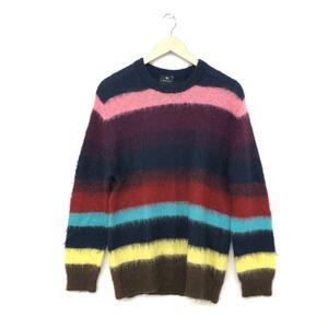 良好◆PS by PAUL SMITH ピーエスバイポールスミス オンブレボーダークルーネックニット M◆ マルチカラー モヘヤ混 メンズ トップス