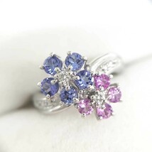 美品◆田崎真珠 タサキシンジュ プラチナリング 9号◆ シルバーカラー サファイヤxダイヤ0.08ct Pt900 レディース 総重量7.3g 指輪_画像3