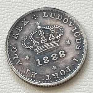 ポルトガル 硬貨 古銭 ルイス一世 1888年 ポルトガル国王 キリスト十字勲章 ポルトガル国章 50レイス コイン 重1.95g