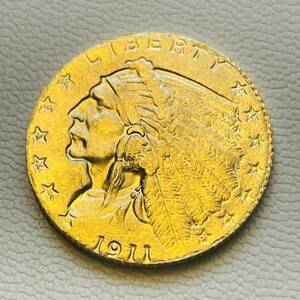 アメリカ 硬貨 古銭 インディアン人像 1911年 イーグル リバティ ドル 記念幣 コイン 重2.61g