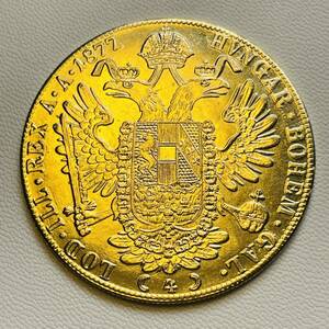 オーストリア帝国 硬貨 古銭 フランツ・ヨーゼフ 1 世 1877年 クラウン 国章 紋章 双頭の鷲 4ダカット コイン 重14.81g