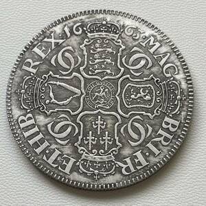イングランド 硬貨 古銭 チャールズ2世 1663年 イングランド スコットランド アイルランド フランス クラウン スターリング 重24.96g