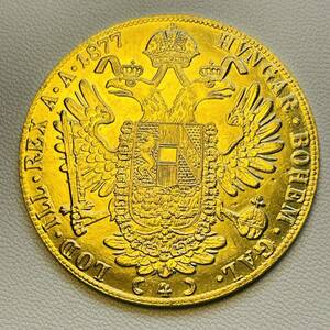 オーストリア帝国 硬貨 古銭 フランツ・ヨーゼフ 1 世 1877年 クラウン 国章 紋章 双頭の鷲 4ダカット コイン 重14.89g