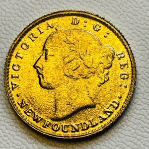 イギリス 硬貨 古銭 ヴィクトリア 1870年 ニューファンドランド島 2ドル コイン 重3.04g