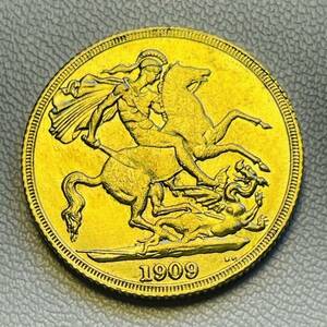 イギリス 硬貨 古銭 エドワード7世 1909年 イギリス領オーストラリア 聖ジョージ 竜殺し ナイト ドラゴン コイン 重5.32g