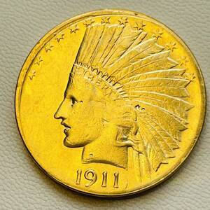 アメリカ 硬貨 古銭 インディアン人像 1911年 イーグル リバティ ドル 記念幣 コイン 重8.83g