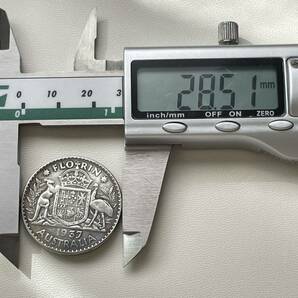イギリス 硬貨 古銭 ジョージ六世 1937年 イギリス領 オーストラリア国章 カンガルー エミュー 1フロリン コイン 重9.89gの画像6
