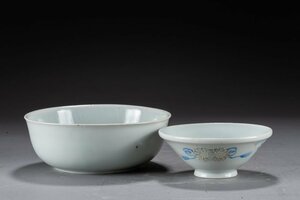 【華】某有名収集家買取品 時代物 施釉陶 青瓷建水 色絵茶盃 茶道具 美術 骨董品YA230698403-QE