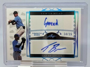 【1円スタート】2022 Leaf Trinity - CURTIS MEAD / TAJ BRADREY Blue Dual Auto 15シリアル SSP / Tampa Bay Rays