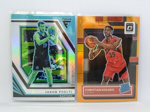 【1円スタート】2022-23 Panini Donruss Optic - Christian Koloko Rated Rookie Orange 199 ＆ 2022-23 Flux JAKOB POELTL RAPTORS 2枚