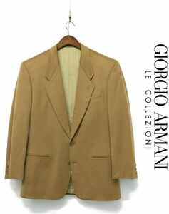 D391/ヴィンテージ 90s GIORGIO ARMANI COLLEZIONI テーラードジャケット カシミヤ混 2つ釦 総裏 48 L ブラウン 黄土色 秋冬 イタリア製