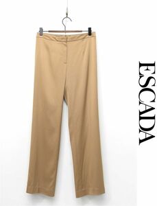 HGC-L325/ESCADA スラックス パンツ サイドライン ノータック 裾シングル ストレッチ レーヨン 光沢 36 M 160/84 ブラウン 春夏