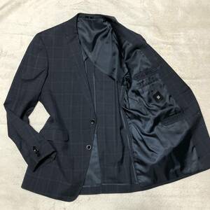 SUIT SELECT スーツセレクト テーラードジャケット ブレザー スーツジャケット 背抜き ２B チェック柄 チャコールグレー XLサイズ