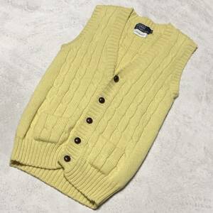 極上ウール100%' POLO RALPH LAUREN ポロラルフローレン 高品質 ケーブル編み WOOL ニット ベスト sizeM