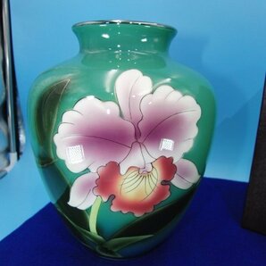 今月のお買い得品 CC-205 七宝焼 黒翠七宝 飾皿 2点 花瓶 皿 工芸品 花器の画像6