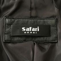 良品！SAFARI HOMME☆ LL羊革レザーテーラードジャケット★メンズ黒本革レザージャケットシープスキンスーツラムレザージャケット_画像5