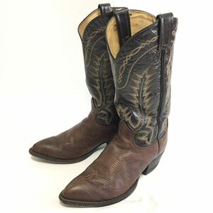 TONY LAMA Tony Lama original leather western boots 26,5cm men's kau Boy boots long boots jockey boots embroidery dark brown Biker 