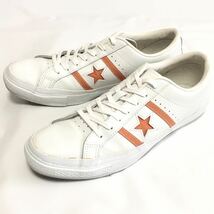 CONVERSEコンバース☆本革レザースニーカー28cmメンズホワイトxオレンジワンスタージャックスターアンドバーズくつレザーシューズ_画像1