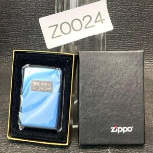 1000円スタート ZIPPO 未使用 窒化チタン コーティング BLUE 化粧箱有り オイルライター ジッポー Z0024 