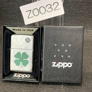 1000円スタート ZIPPO 未使用 四つ葉のクローバー Clover High Polish Chrome Design 化粧箱有り オイルライター ジッポー 年製 Z0032