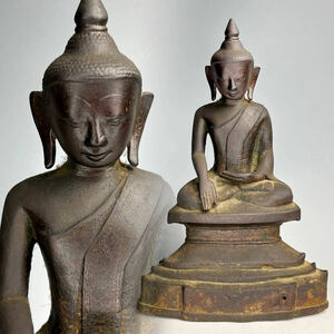 【青】仏教美術 15世紀以降 古銅製 仏像 佛像 金運 古物保証 高さ27cm 唐物 唐佛 検 チベット 中国 ネパール 青銅 古玩 