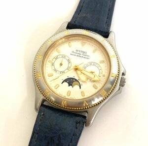 □【中古品】3-6 CASIO STING デイデイト ムーンフェイズ STN-602W 時計 ベルト劣化 電池切れ 動作未確認□埼玉戸田店