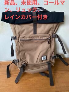 新品未使用、コールマン、レインカバー付き、バックパックリュックサック、25L。